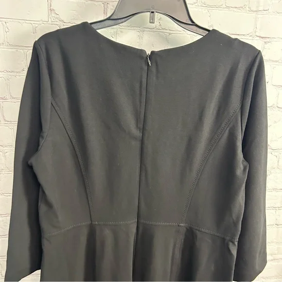 Talbots Petites black ponte knit pleated capsule midi dress capsule dressy chic - Picture 3 of 9